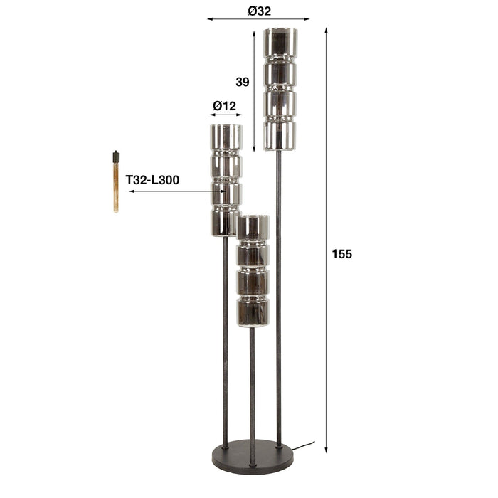 Vloerlamp Cylinder Glass | 155cm