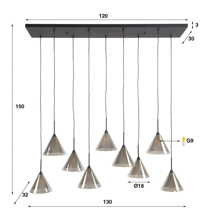 Hanglamp Conic 5+4L