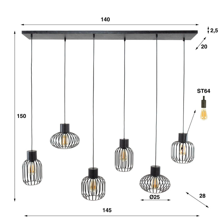 Hanglamp Mix Metal 3+3L