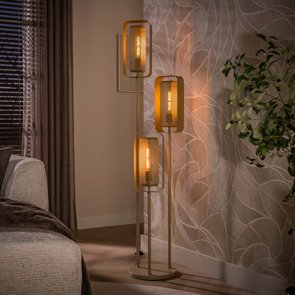 Vloerlamp Mesh Rotate Getrapt 3-Lichts | Beige