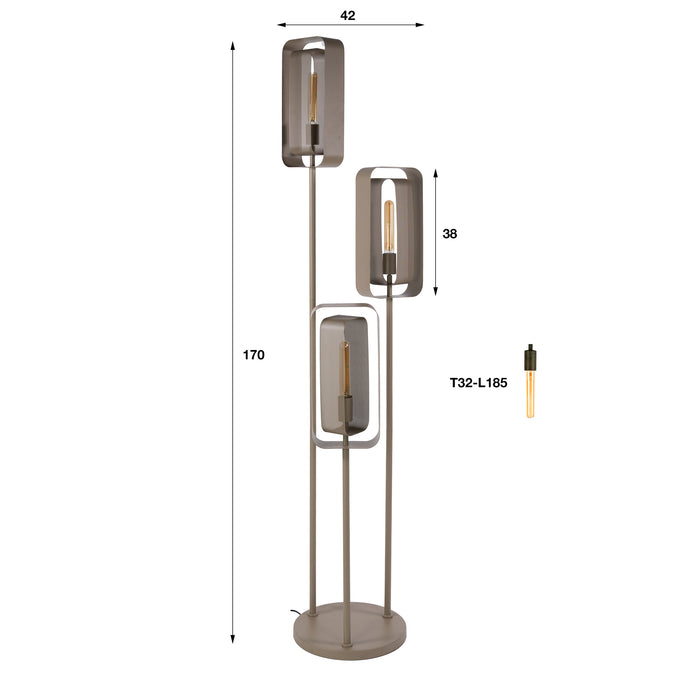 Vloerlamp Mesh Rotate Getrapt 3-Lichts | Beige