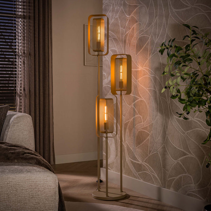 Vloerlamp Mesh Rotate Getrapt 3-Lichts | Beige
