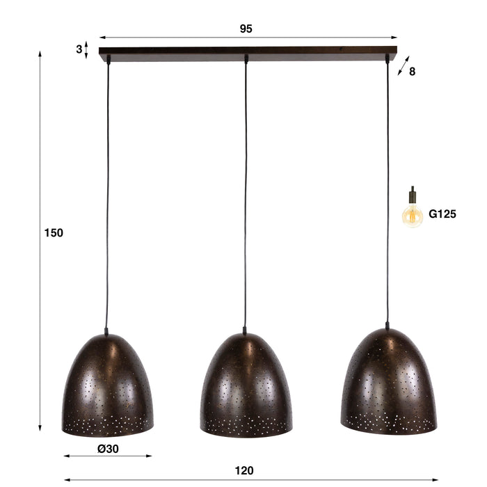 Hanglamp Kosmos 3-lichts | Bruin