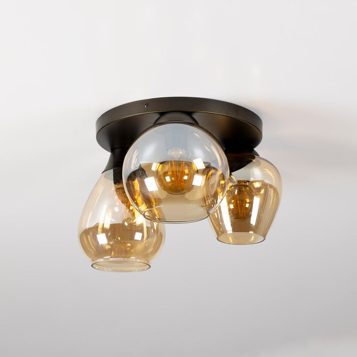 Plafondlamp Mix 3-lichts | Amber glas