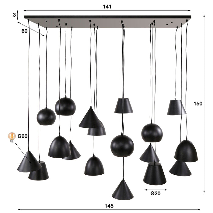 Hanglamp Metal XXL 6+6+6L