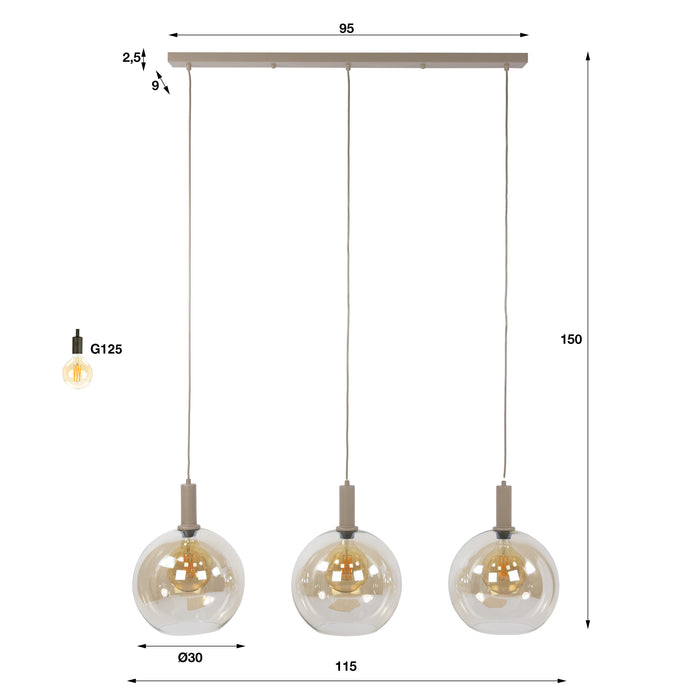 Hanglamp Sfera Tricolore 3L | Beige