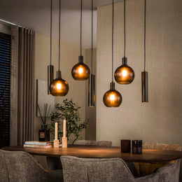 Hanglamp Sfera Tricolore 4+3L | Brown-Frosted