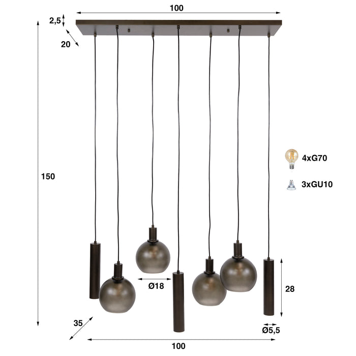 Hanglamp Sfera Tricolore | Bruin-Frosted