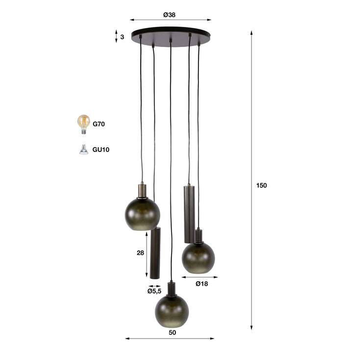 Hanglamp Sfera Tricolore | Bruin-frosted