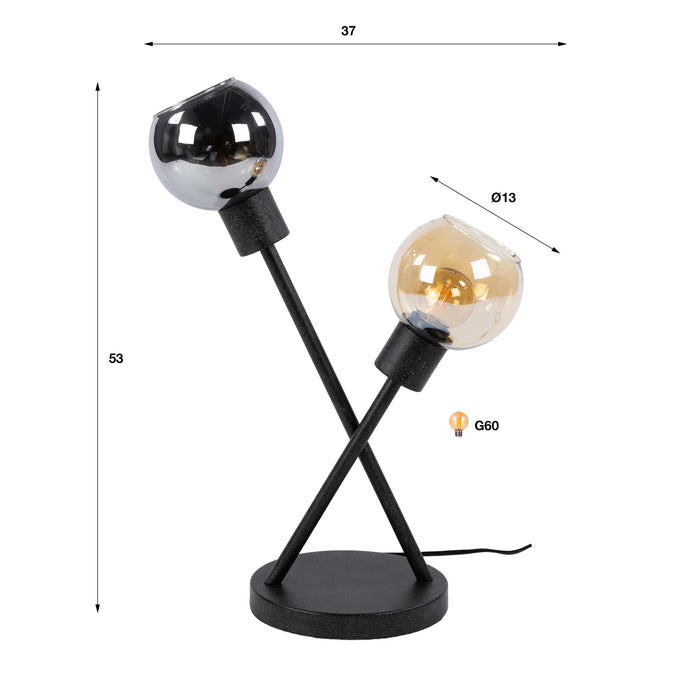 Tafellamp Sfera Tricolore 2-lichts | Zwart