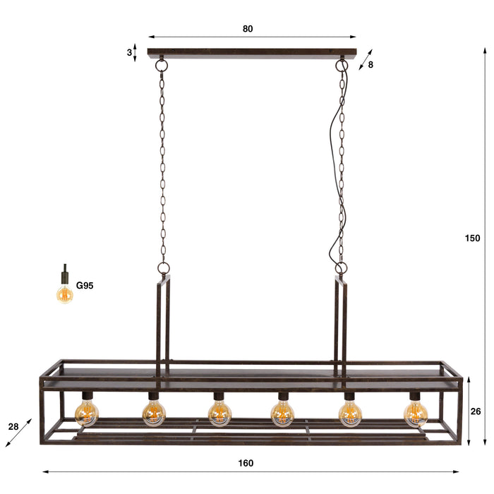 Hanglamp Decorate 6-lichts | Bruin
