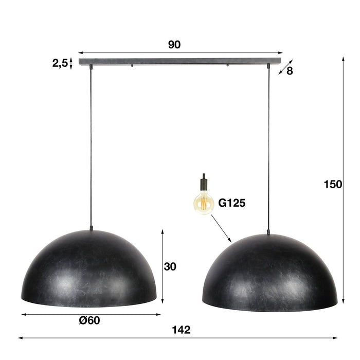 Hanglamp Dome 2L Ø60 - Urban bruin