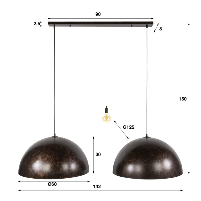 Hanglamp Dome 2-lichts | Bruin
