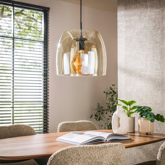 Hanglamp Drift Glass 1L - Urban bruin