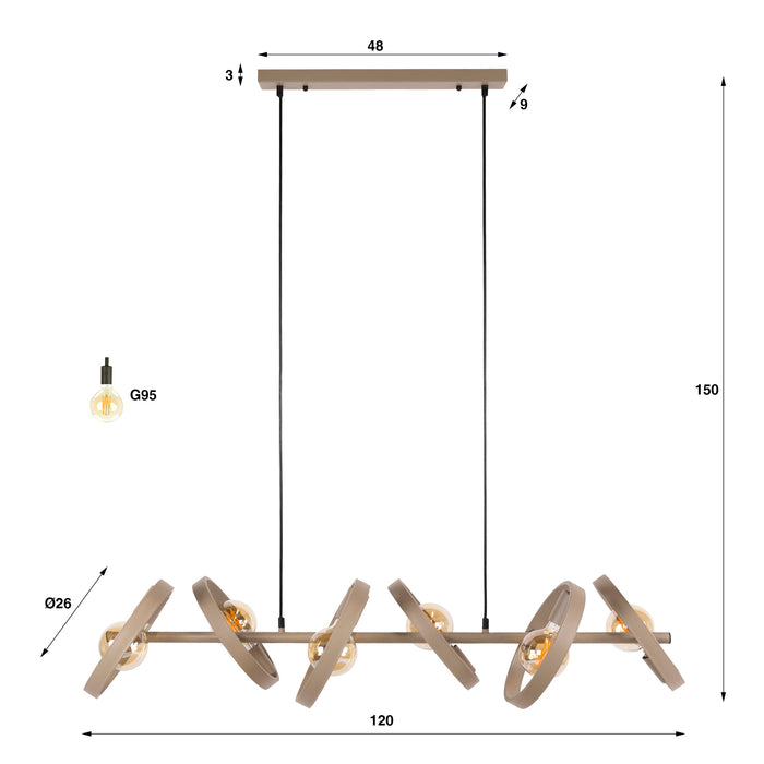 Hanglamp Hover 6-lichts | Beige