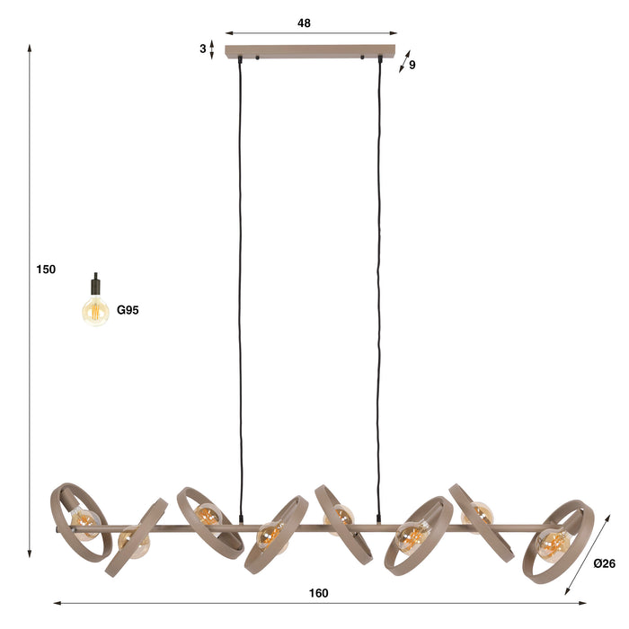 Hanglamp Hover 8-lichts | Beige