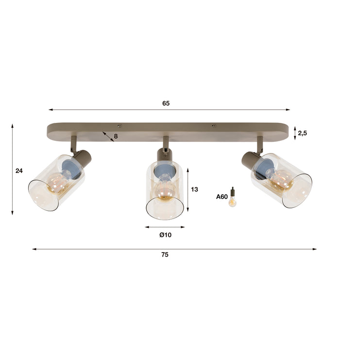 Plafondlamp Sepiora 3L | Beige