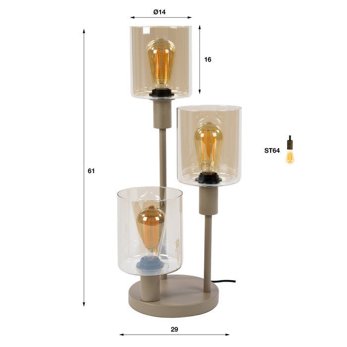 Tafellamp Sepiora 3-lichts | Beige