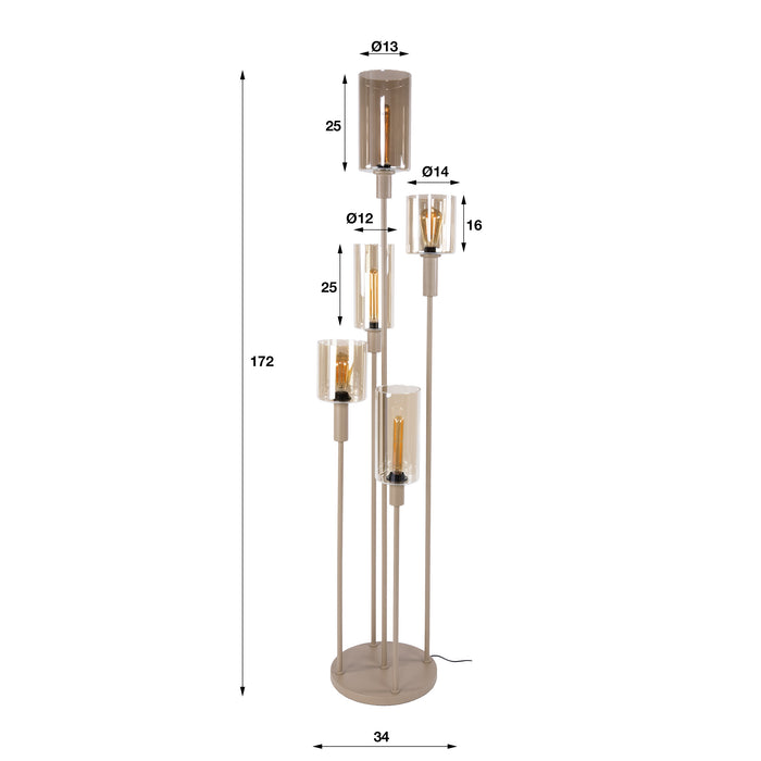 Vloerlamp Sepiora 5L | Beige