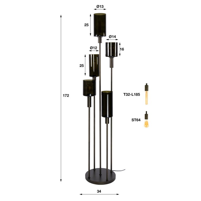 Vloerlamp Sepiora 5L | Sienna Bruin