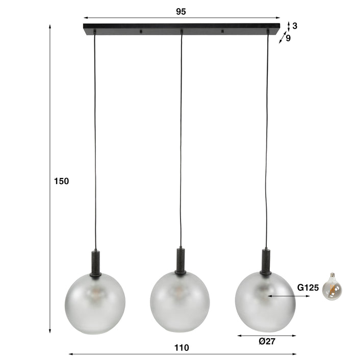 Hanglamp Bubble Frosted 3L | Grijs