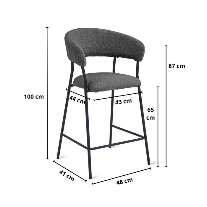 Barkruk Ava – Bouclé Antraciet