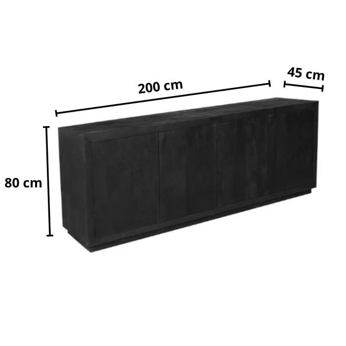 Dressoir Brussel | Zwart 200 cm