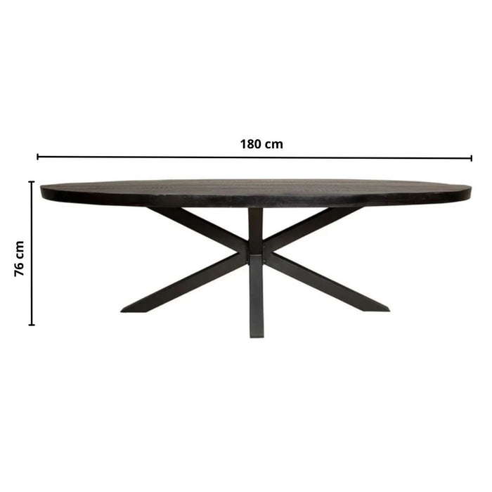 Eettafel Denver Zwart - 180cm | Ovaal