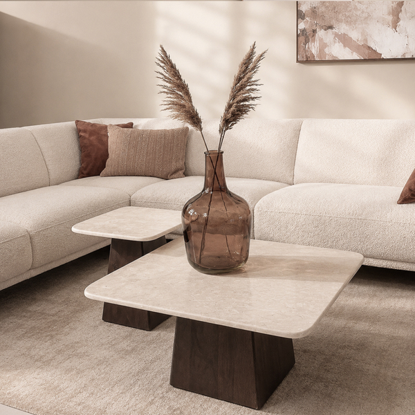 Salontafel Bottecino Vierkant | Crème wit 75cm