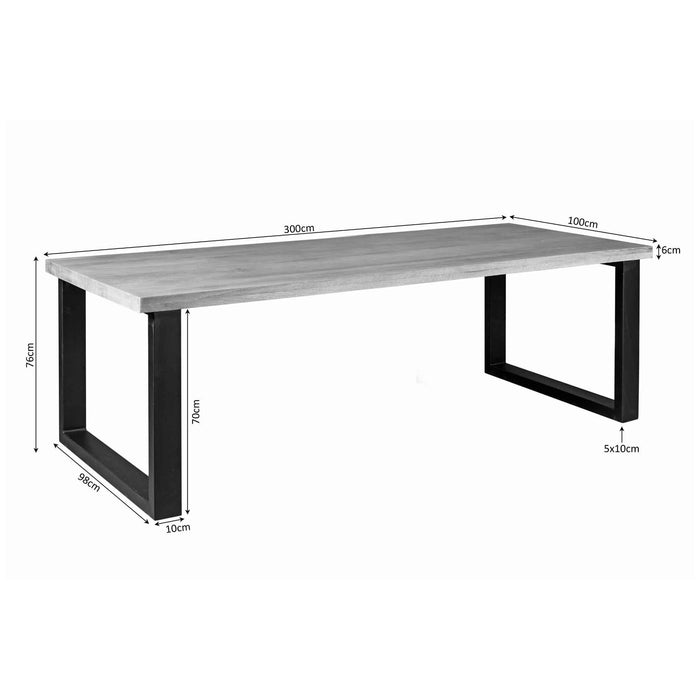 Eetkamertafel Denver Naturel - 300cm | Recht U-Poot