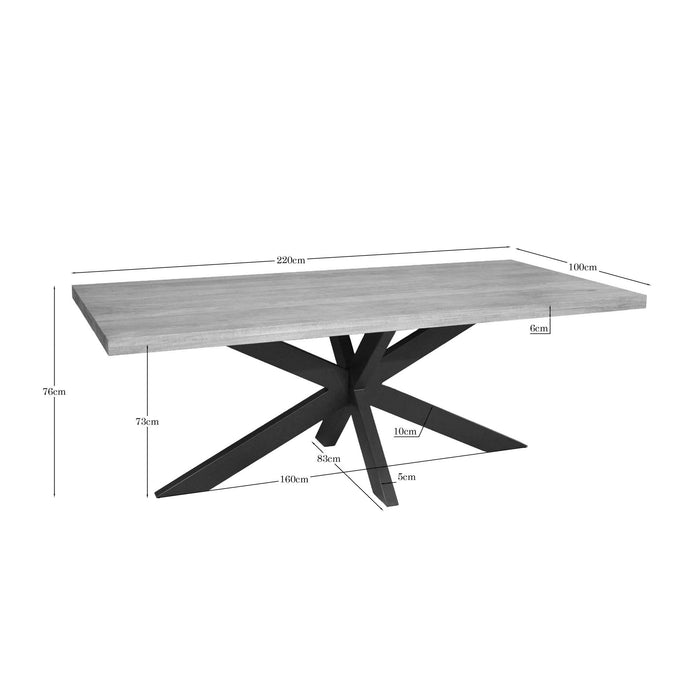 Eettafel Dakota Naturel  -  220cm | Recht