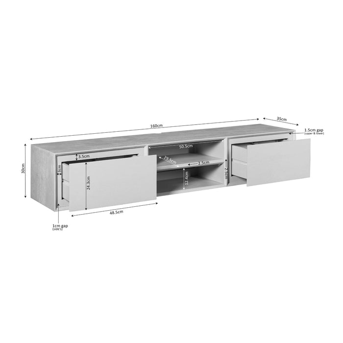 Zwevend TV-Meubel Ambiance Black | 160cm