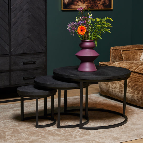 Salontafelset Triole Rond | Zwart 70cm