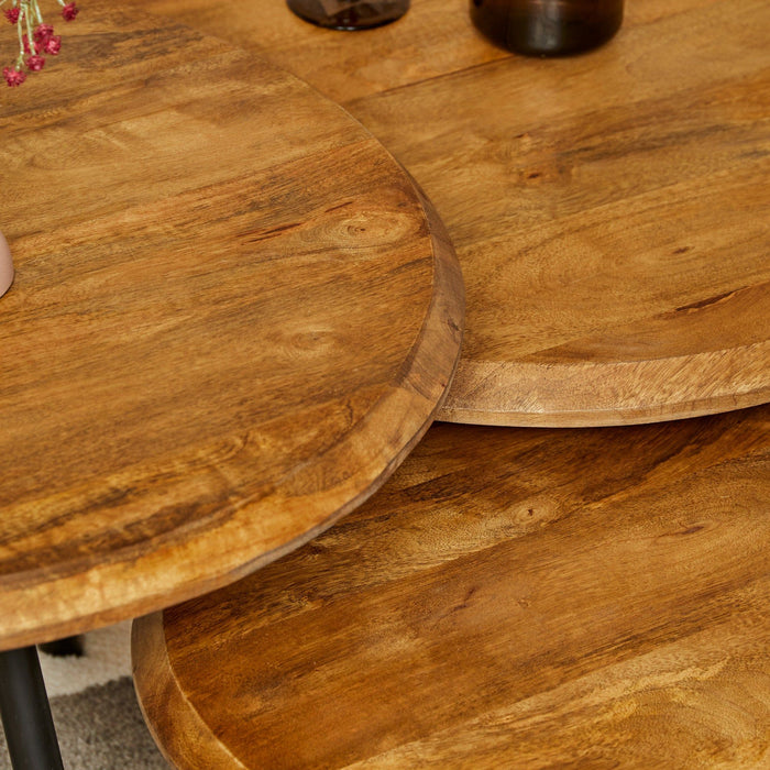 Salontafels Ohio Set Van 3 | Naturel Ø70/60/50cm