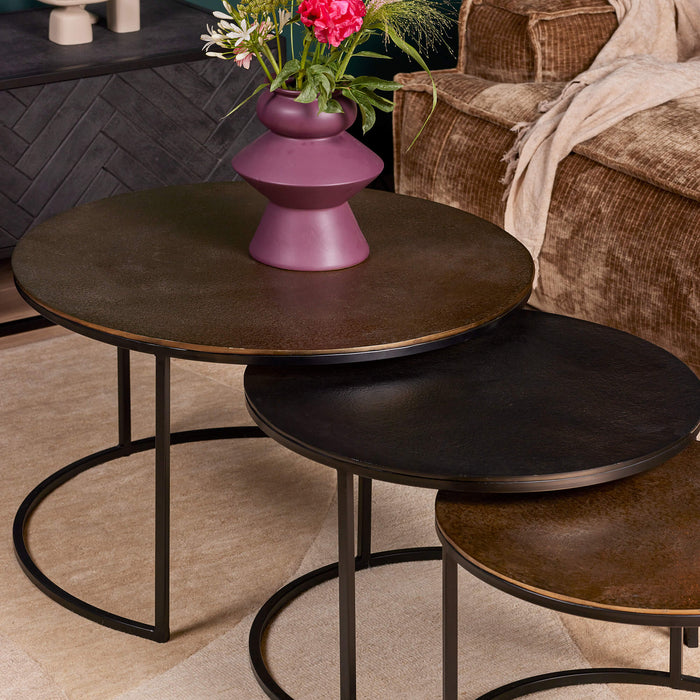 Salontafelset Xaro Rond | Goud/Zwart 75cm