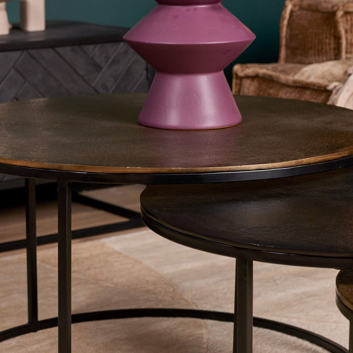 Salontafelset Xaro Rond | Goud/Zwart 75cm