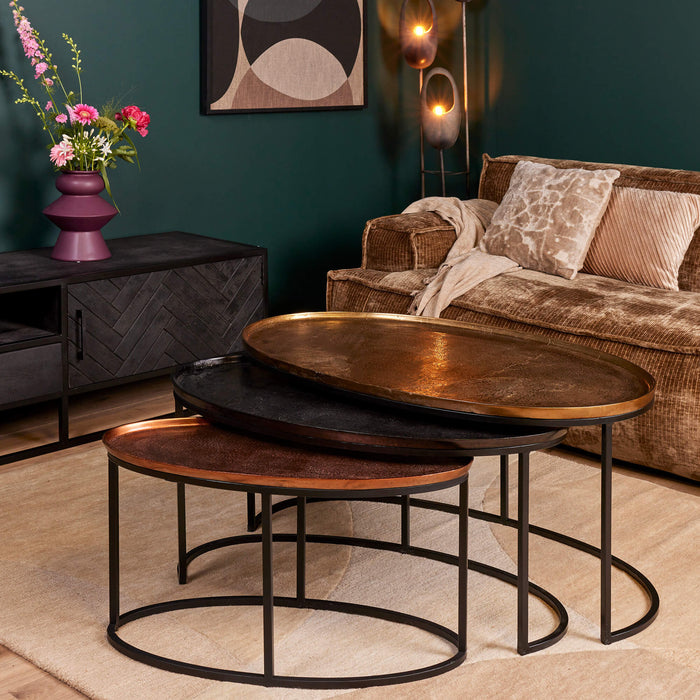 Salontafelset Raley Ovaal | Brons/Zwart 100cm