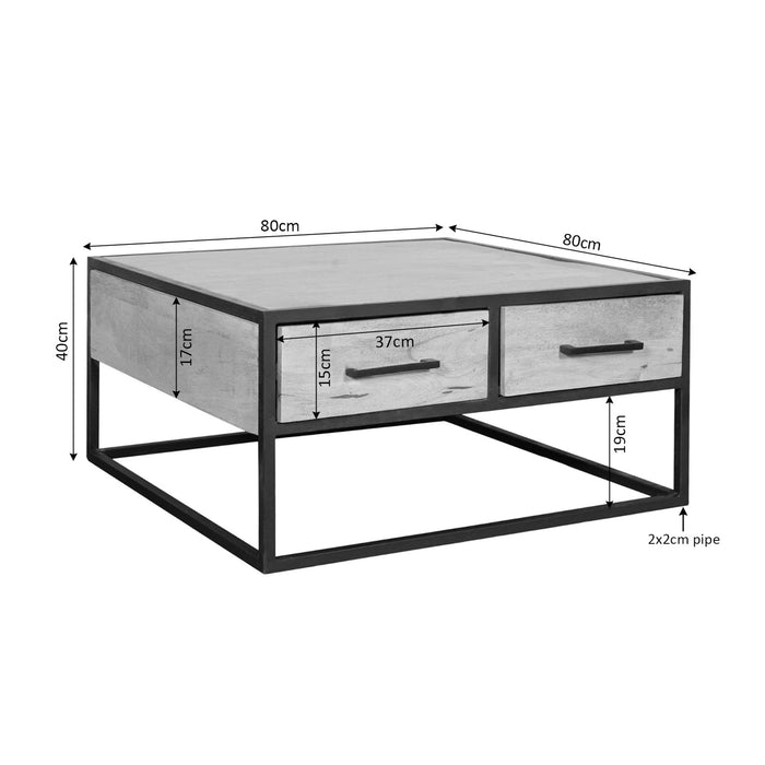 Salontafel Dakota Vierkant | Naturel 80cm
