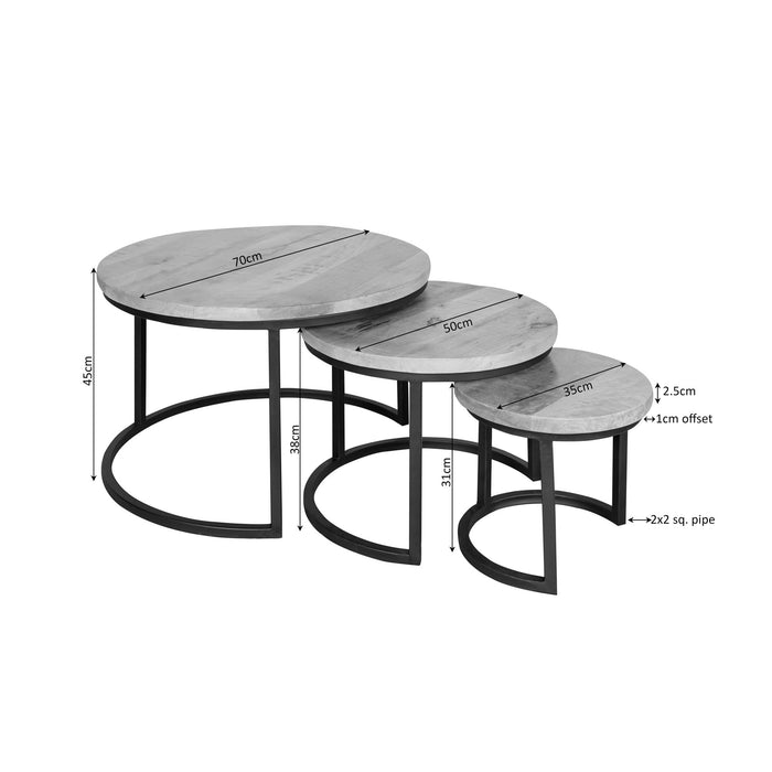 Salontafelset Dakota Rond | Naturel 70cm