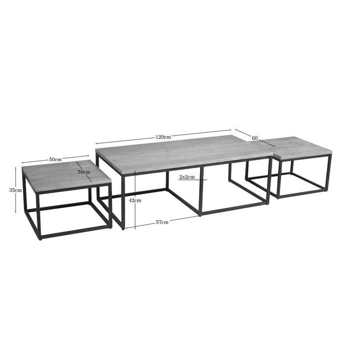 Salontafelset Dakota Rechthoekig | Naturel 120cm