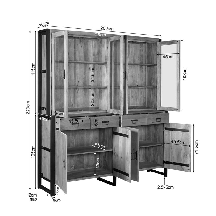 Vitrinekast Britt | Naturel 200cm