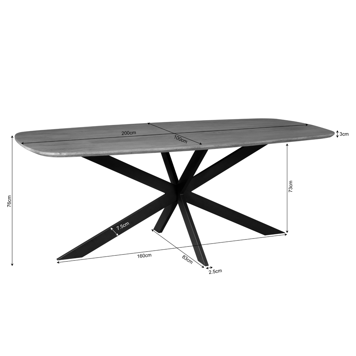 Eettafel Elegance Deens ovaal | Zwart