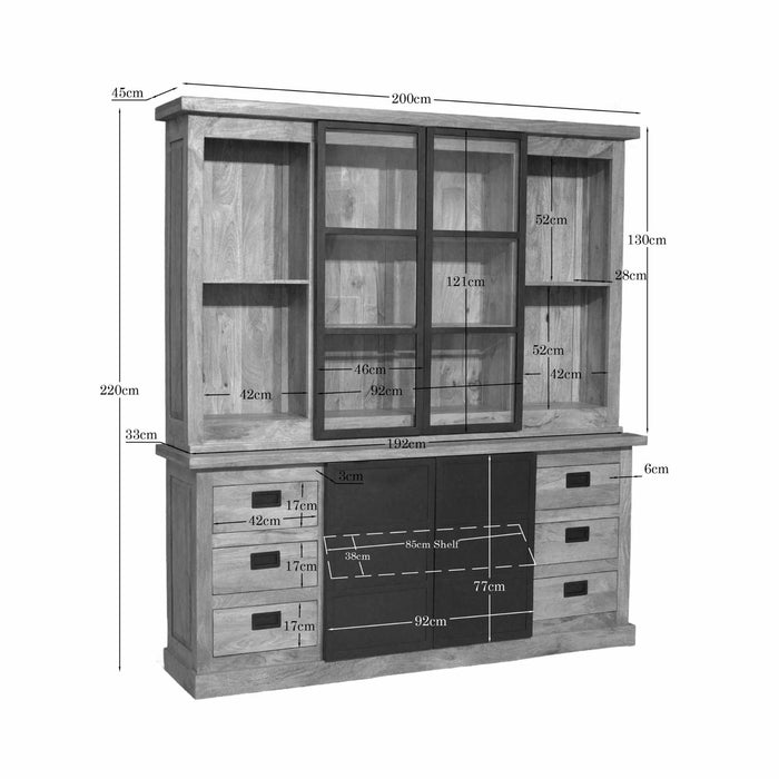 Vitrinekast Noa | Naturel 200cm