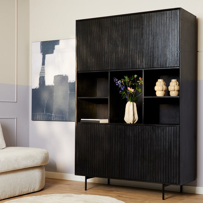 Vakkenkast Madison | Zwart 135cm