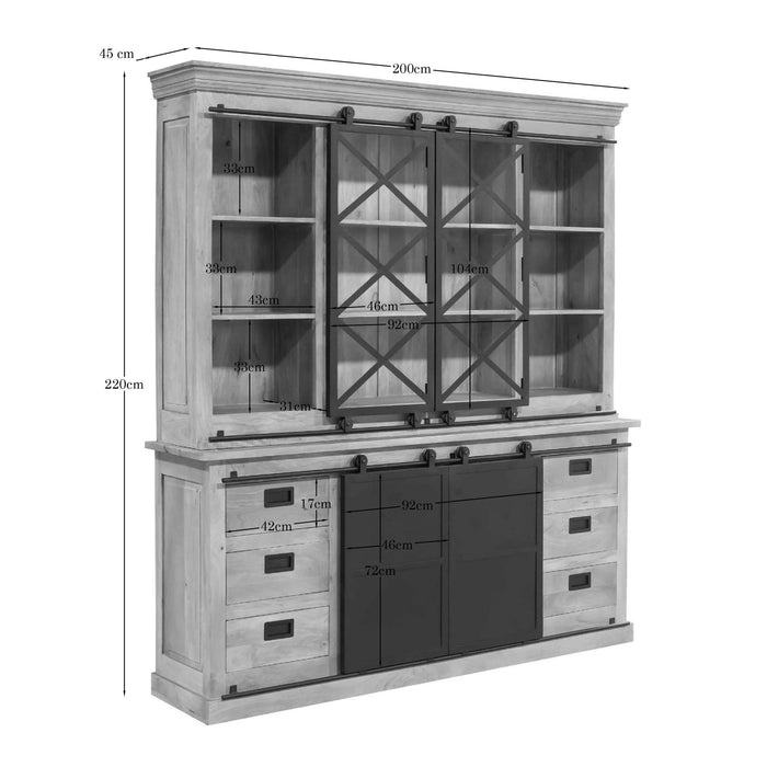 Vitrinekast Fresno | Naturel 200cm