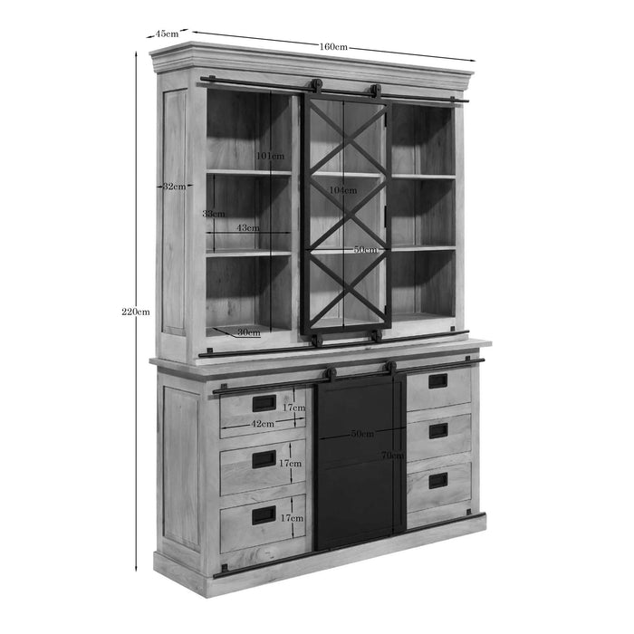 Vitrinekast Fresno | Naturel 160cm