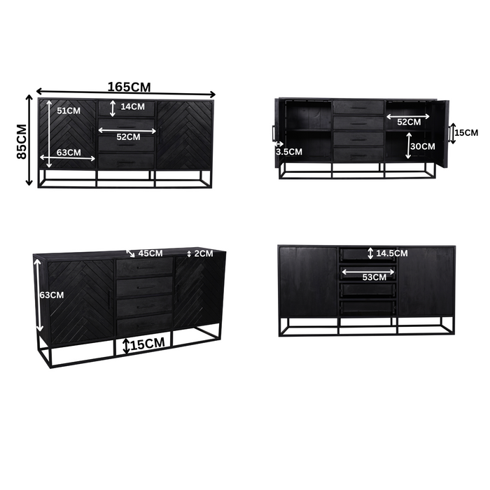 Dressoir New York | Zwart 165cm