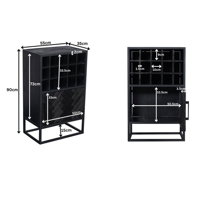 Wijnkast New York | Black 55cm