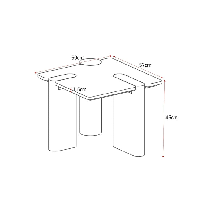 Bijzettafel Maeve Vierkant | Bruin 57cm