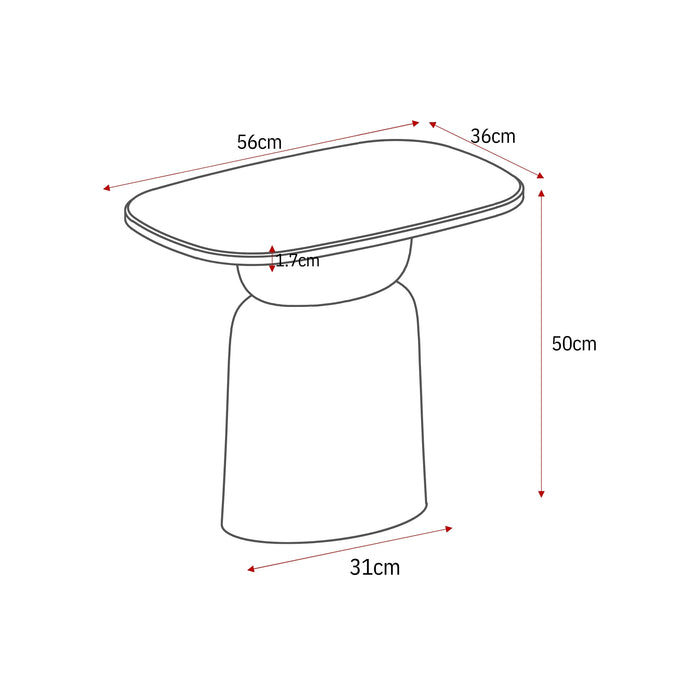 Bijzettafel Silva Deens ovaal | Bruin 56cm